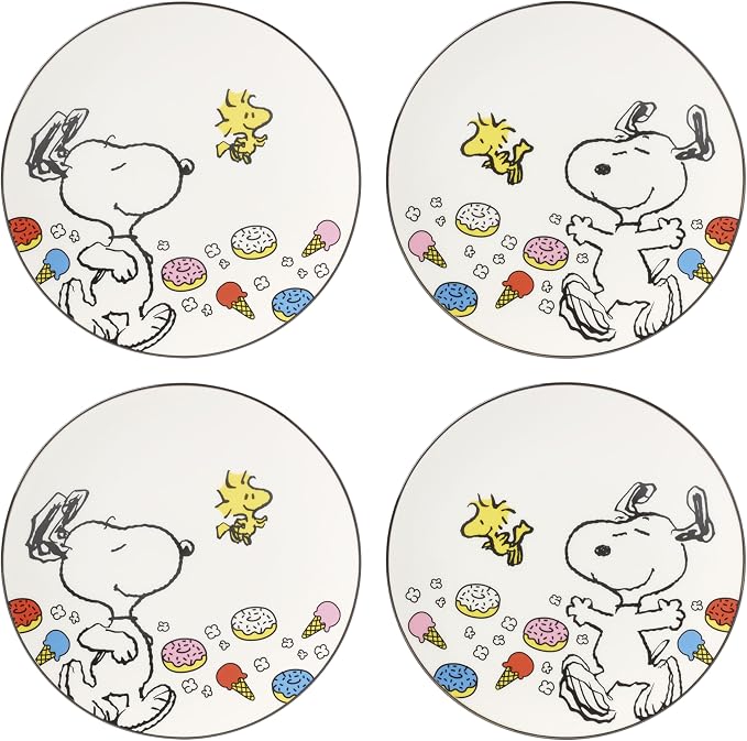 Lenox Chef Snoopy 4-Piece Accent Plates, Appetizer Plate Set by Lenox