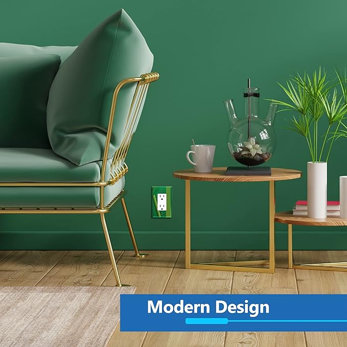 LIDER Decorator Wall Plate, Temperature/Impact Resistant, Mirrored, Plexiglass Outlet/Light Switch Cover, Acrylic glass, Reflective Finish, Modern Upgrade, Oversized 1-Gang 5.25" x 3.44" Green 5 Pack