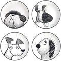 Bico Doodle Pawtrait Ceramic Salad Plates Set of 4, 8.75 Inch Dessert Plates by Bico