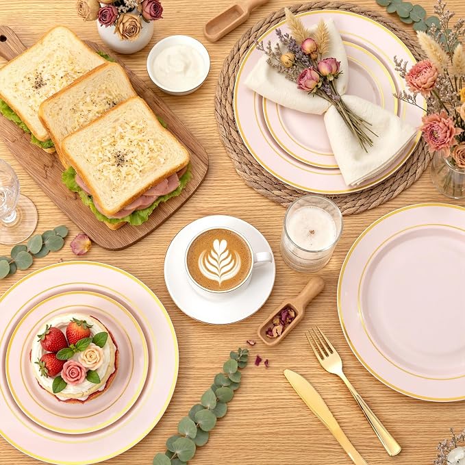 175PCS Pink plastic Plates - Image 5
