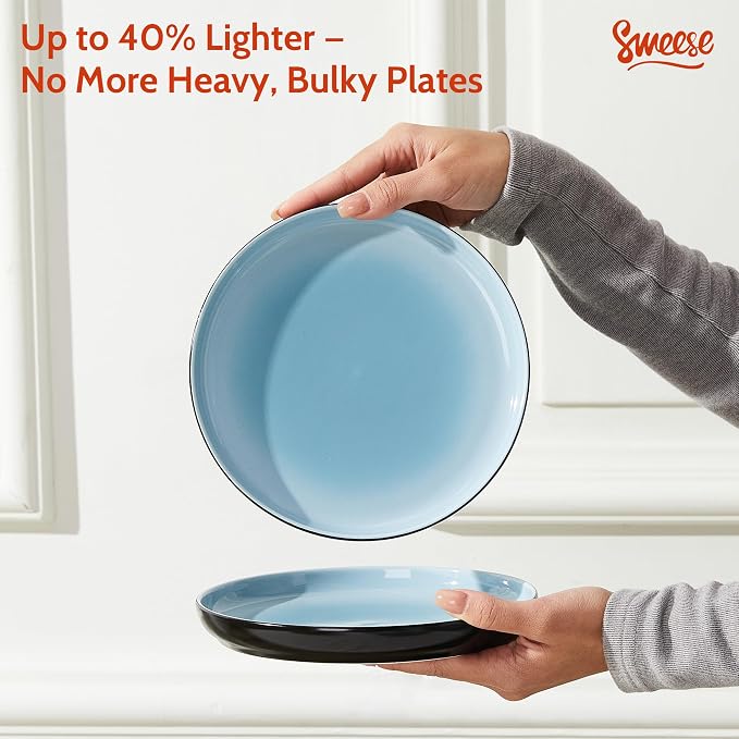 Sweese Porcelain Dinner Plates Set of 6, 10 Inch Lightweight Round Dish Set - Image 3