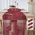 3 Pack Burgundy Red Cheesecloth Table Runners, 120 Inch 10Ft Wine Red Gauze by YARGEZON
