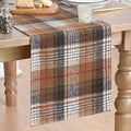 Artoid Mode Coffee Brown Farmhouse Plaid Retro Fall Table Runner, Thanksgiving by ArtoidMode