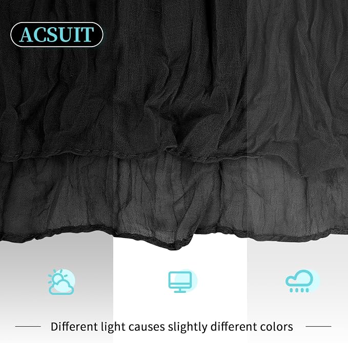 8 Pack Black Cheesecloth Table Runner 20 x 120 inch Gauze Table Runners 10 FT - Image 3