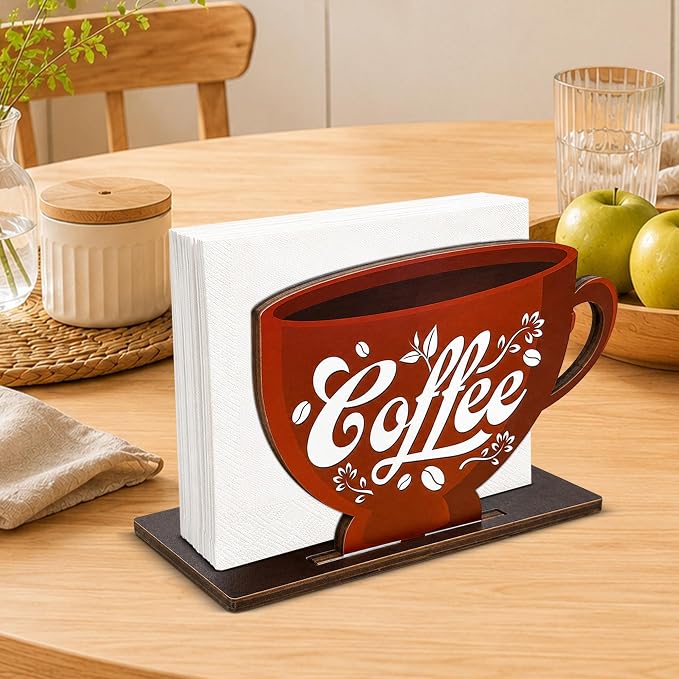 Coffee Cup Decor Wood Napkin Holder - Image 3