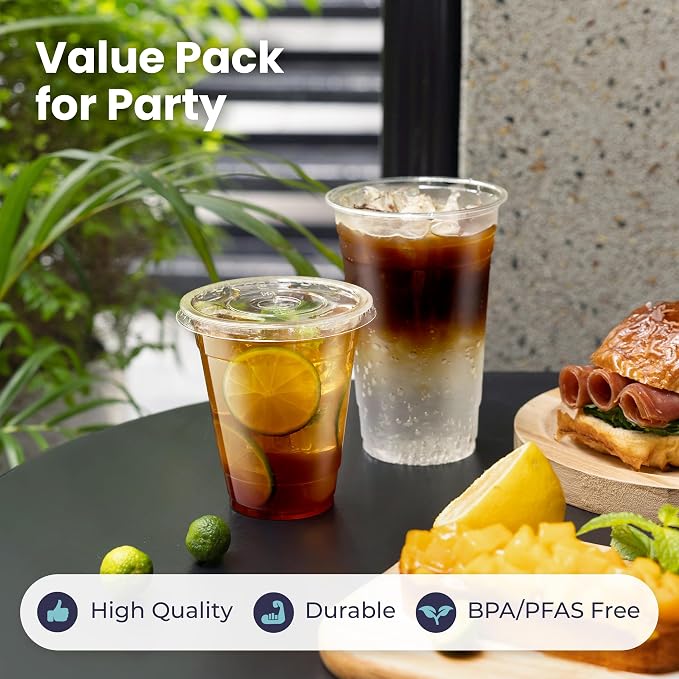 Fit Meal Prep 100 Pack 32 oz Clear Plastic Cups - Image 4