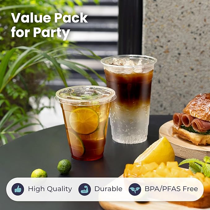 Fit Meal Prep 100 Pack 20 oz Plastic Iced Coffee Cups - Image 4
