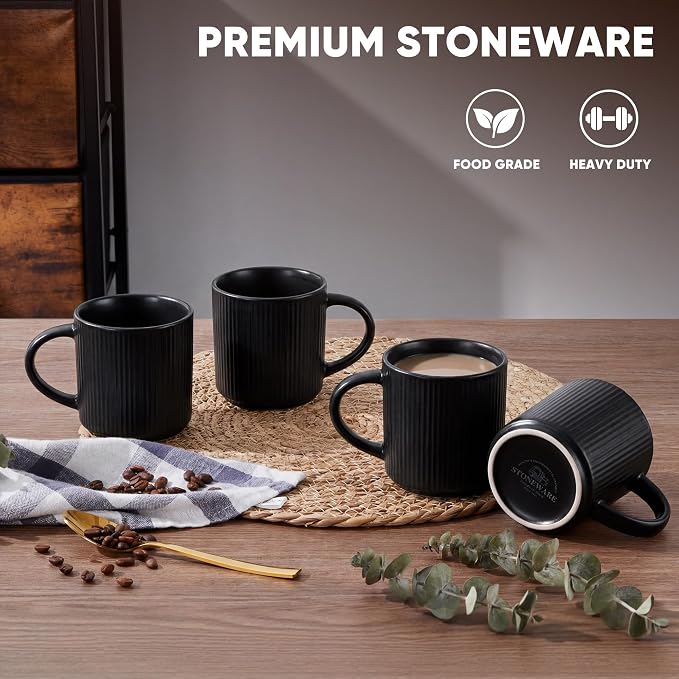 E-far Coffee Mugs Set of 4, 12 oz Stoneware Coffee Cups - Image 3