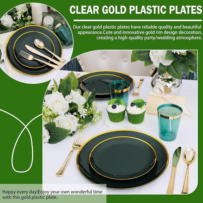 LIYH 180Pcs Green Plastic Plates, Shatterproof Choice - Image 8