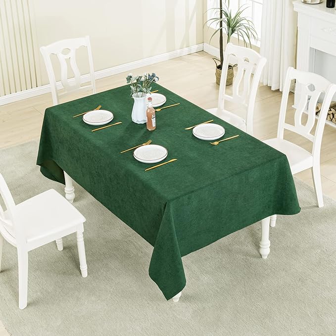 BALCONY & FALCON Rectangle Tablecloth Washable Wrinkle Resistant and Water Proof Table Cloth Decorative Linen Fabric Tablecloths for Dining Party Kitchen Wedding and Outdoor Use (Forest Green, 55x70)