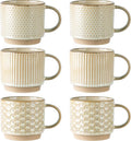 GBhome 12 OZ Stackable Coffee Mugs Set of 6, Ceramic Blue Coffee Cups Set | 3 by GBhome