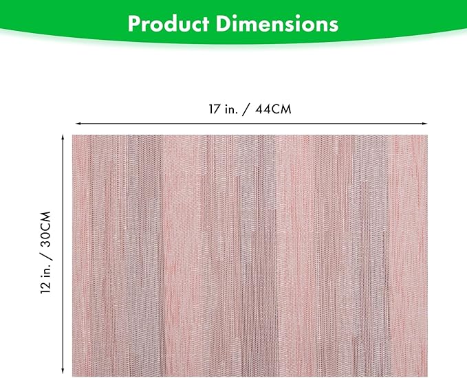 Winknowl Placemats Set of 8, Heat Resistant Stain Resistant Woven Vinyl Insulation Place mats, Durable Washable Elegant Table Mats for Kitchen Dining Table Decor (Misty Rose)