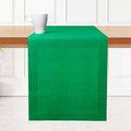 D'Moksha Homes Linen Kelly Green Table Runner 144 Inches Long - 100% Pure Linen Extra Long Table Runner 14 x 144 Inch for St Patricks Day, Easter - Machine Washable