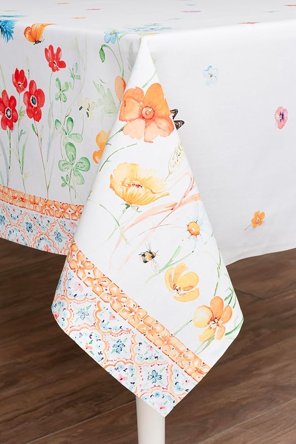 Maison d' Hermine Table Cloth Rectangle Table 100% Cotton 70 x 140 Inches Tablecloth Reusable Decorative for Dining Room Farmhouse Home Valentines Day Decorations Spring Summer - Summer Whisper