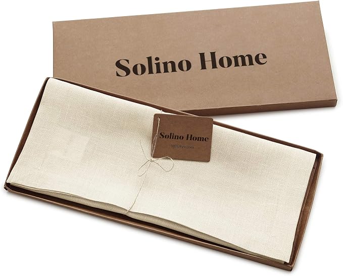 Solino Home 100% Pure Linen Table Runner Ivory, Fete 14 x 156 Inch Long | Table - Image 5
