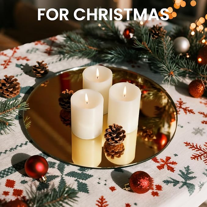 12" Gold Mirror Centerpieces for Table, 12Pcs Glass Round Mirror Table Centerpieces，Color Glass Trays with Feet for Wedding Decorations,Parties,Baby Shower, 2mm Thick
