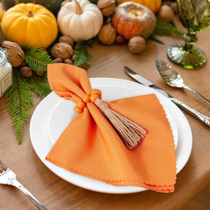 APTWOW Napkin Rings Set of 12, Thanksgiving Farmhouse Napkins Rings - Image 4