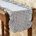 HunnmingRe 1 Pc Gingham Table Runner Blue, 118 X 13.8 Inch | Cotton Dresser by HunnmingRe