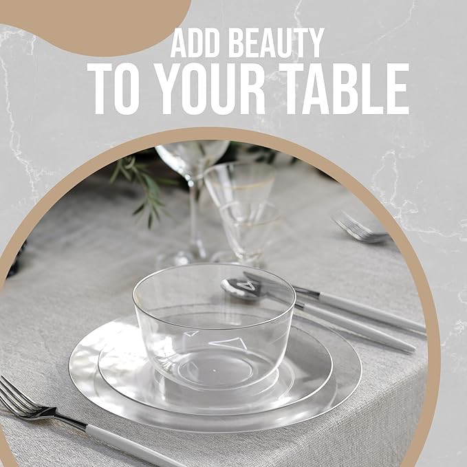 Trendables Plastic Bowls Disposable Bowls 24 Oz Bowl Set Of 20 Clear Silver Rimmed Fancy Plastic Serving Bowls Perfect Plastic Ice Cream Bowls Plastic Salad Bowls Plastic Candy Bowl