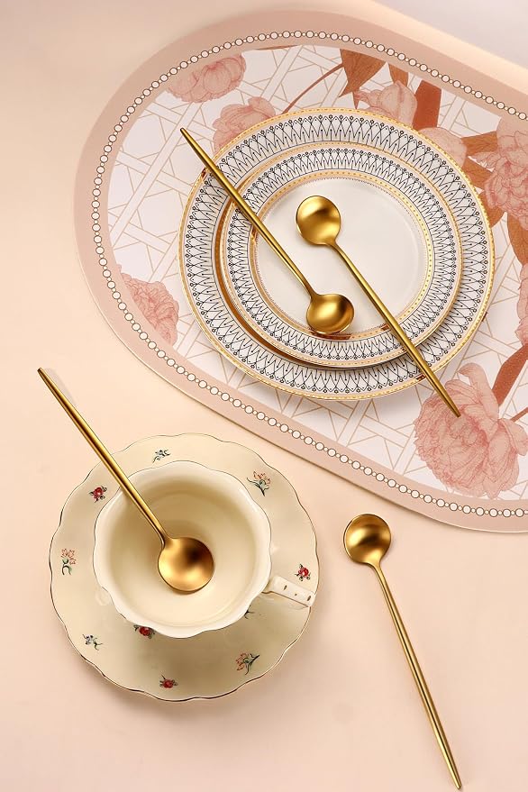 DEHOV Satin Gold 6.7 Inches Coffee Spoon, 4 Pieces Stainless Steel 18/10 Tea - Image 7
