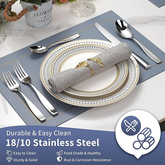 60-Piece Stainless Steel Flatware Set for 12, 18/10 Silverware Set, Heavy Silverware Set for 12, High End Flatware, Mirror Polish, Dishwasher Safe, Ideal for Gift