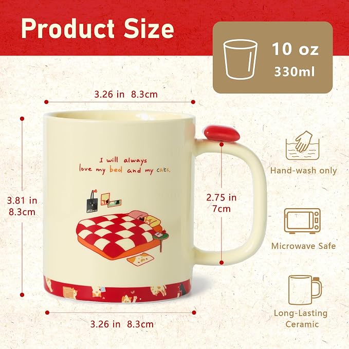 Jottings Retro Ceramic Cat Mug, 11 oz Cute Coffee Cup - Image 5
