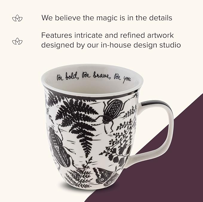 Karma Gifts 14 oz Black and White Boho Mug Beetle - Image 4