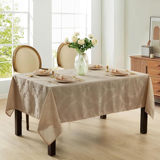 Newbridge Barcelona Luxury Damask Fabric Tablecloth, 60” Wide x 120” Rectangle - Image 6
