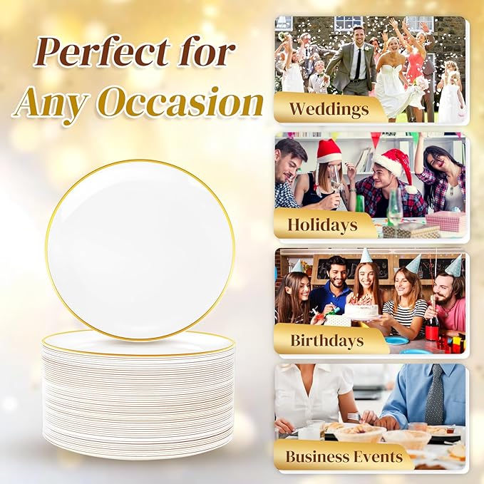 Festiva 400Pcs Gold Dessert Plates 6.3" with Forks 5"- 200PCS Small Disposable Dessert/Cake/Appetizer Plates and 200PCS Forks - Serve 200 Guests for Birthday Party& Wedding &Valentine's Day