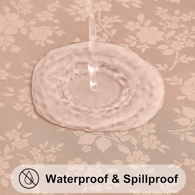 Smiry Square Table Cloth, Waterproof Heavy Duty Vinyl Tablecloths, Wipeable Washable Table Cover for Kitchen and Dining Room (Tan, 54" X 54")