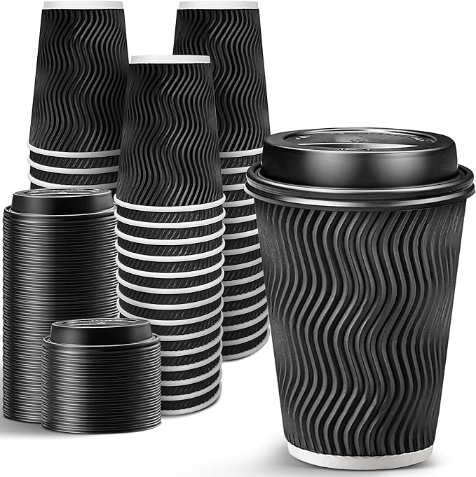 Ginkgo 100 Pack 12 oz Disposable Insulated Coffee Cups by HOME
