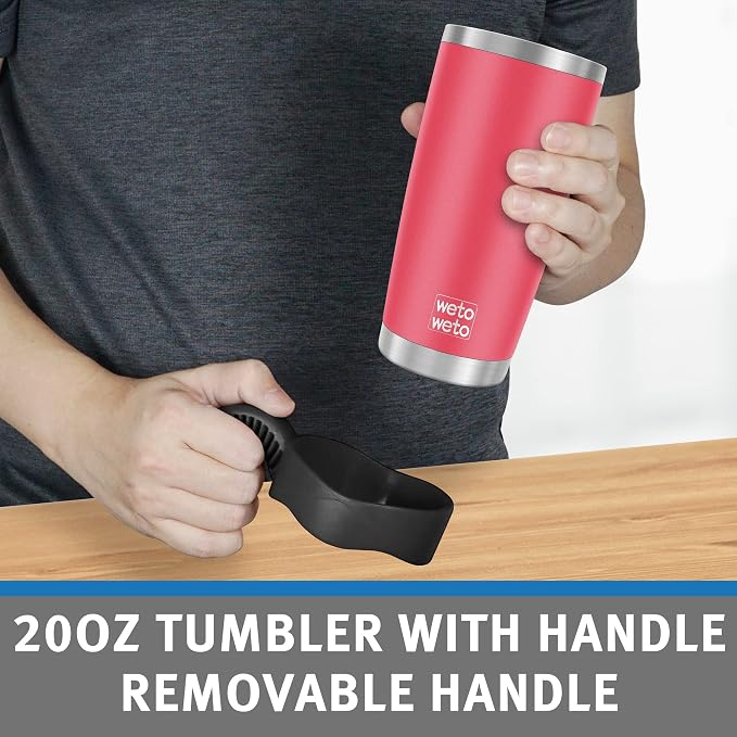 WETOWETO 20oz Tumbler with 2 lids and 2 straws, Stainless Steel Vacuum - Image 3