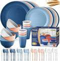 Wheat Straw Dinnerware Sets, 64-Piece Plates and Bowls Sets by HOMMALY