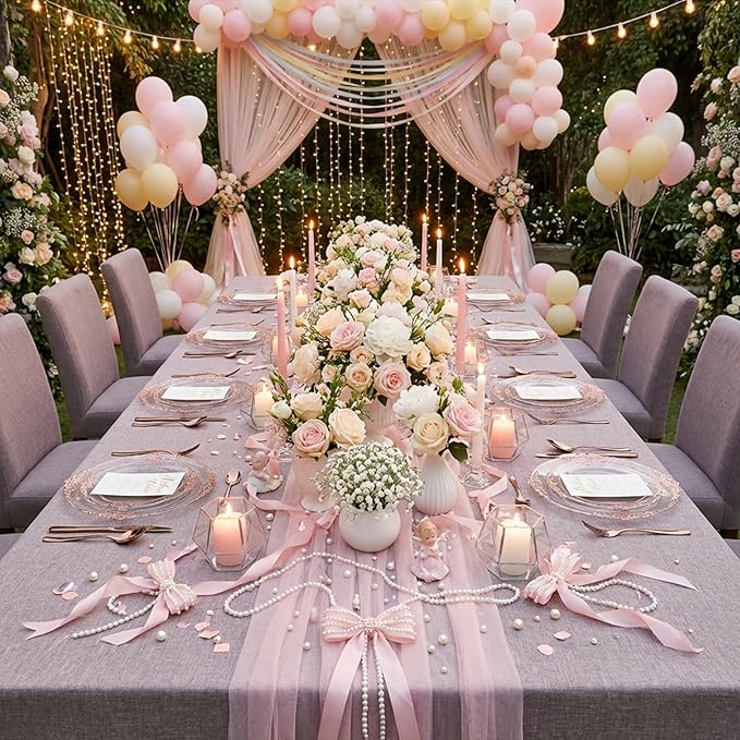 102PCS Rose Gold Plastic Plates - Clear Rose Gold Plate - Heavy Duty Disposable Plates - Fancy Disposable Dinner & Dessert Plate for 51 Guests for Party & Wedding & Valentines