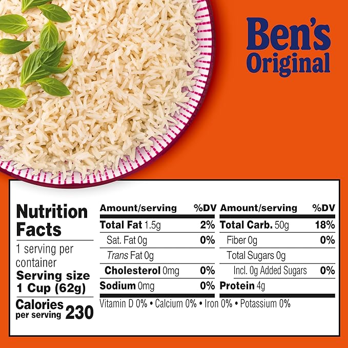 BEN'S ORIGINAL Jasmine Rice Single Serve Cup, Snack or Side, Microwave in 3.5 Minutes, 2.4 oz (Pack of 8)