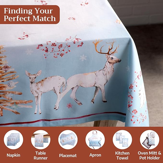 Maison d' Hermine Table Cloth Square Table 100% Cotton 54 x 54 Inches Fall Tablecloth Reusable Everyday Use for Thanksgiving Christmas Decorations Dining Farmhouse Party (Fairy Tale Forest)