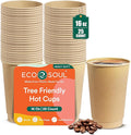 ECO SOUL 25 Pack 16 oz Disposable Coffee Cups Eco-Friendly, Biodegradable, Compostable, Leak-free & Sturdy To Go Hot Drink Travel Bagasse Cup for Tea, Chocolate, Party, Picnic & Cafe, Office & Home