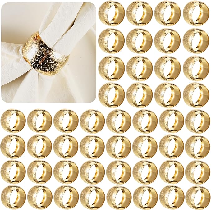 Lallisa 100 Pcs Gold Napkin Rings Bulk Metal Classic Brass Napkin Ring Holders by Lallisa