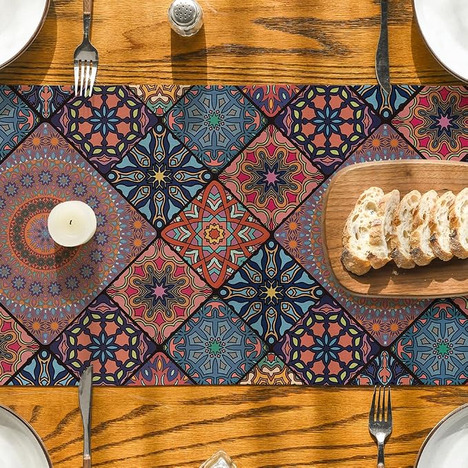 Artoid Mode Boho A Bohemia Style Table Runner, Vintage Rustic Farmhouse Kitchen - Image 3