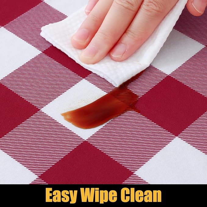 Smiry Rectangle Picnic Table Cloth, Elastic Waterproof Fitted Vinyl Tablecloths, Flannel Backed Buffalo Plaid Table Covers for Dining, Camping, Outdoor (Burgundy and White, 30" x 48")