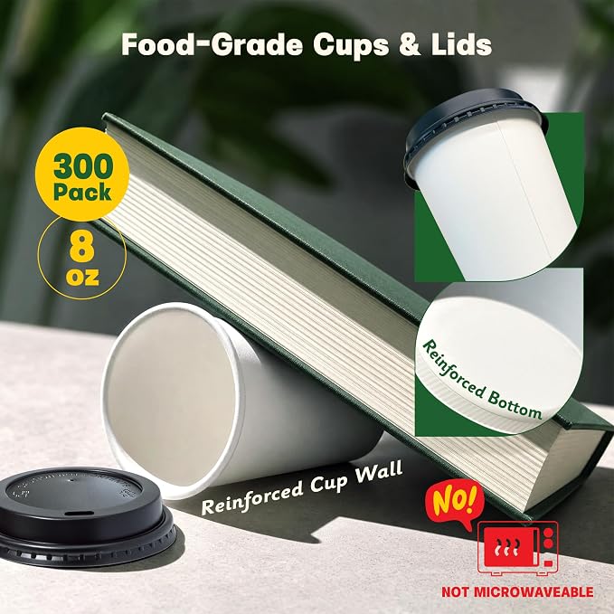 300 Pack 8 oz Paper Coffee Cups - Image 7