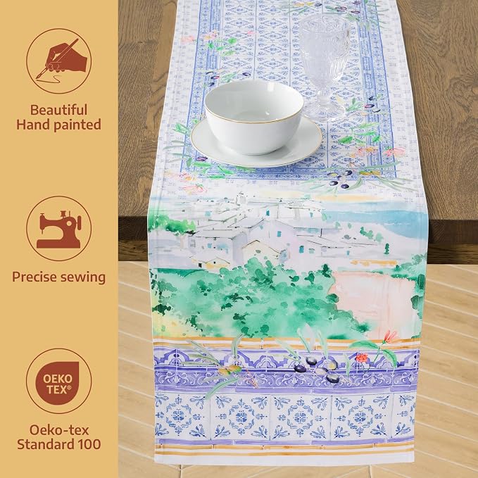 Maison d' Hermine Table Runner 100% Combed Cotton 14.5"x72" | Table Runners 72 - Image 2