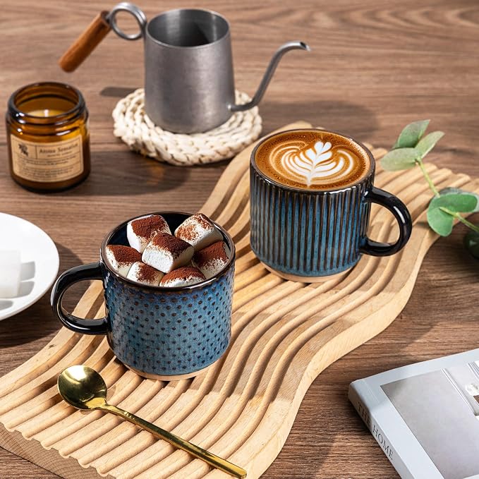 GBhome 6 OZ Stackable Coffee Mugs Set of 4, Ceramic Coffee Cups Set | 4 - Image 6