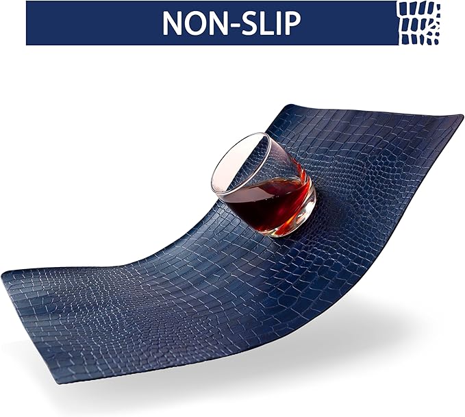 Set of 8 Faux Leather Placemats, PU Table Mats, Waterproof, Stain Resistant, Heat Resistant, Easy to Clean for Kitchen Dining Table,Conference Table