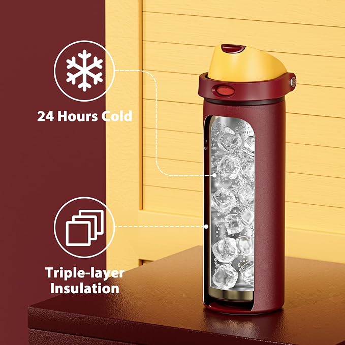24 oz Insulated Water Bottle for Women: Meoky Stainless Steel Water Bottle - Image 3