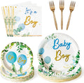 96Pcs It's a Boy Greenery Baby Shower Sage Green Watercolor Blue Balloon Party by G1ngtar