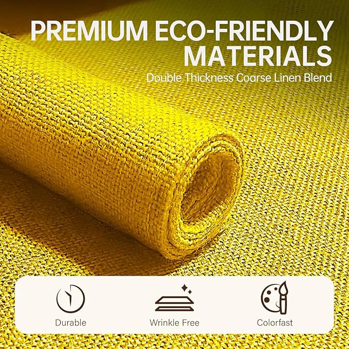 Blue Forest Placemats Set of 4, Dual-Layered Thickened Faux Linen Table Mats Heat Resistant Machine Washable Wrinkle Free Place Mats for Kitchen Dining Outdoor/Indoor (Bright Yellow)