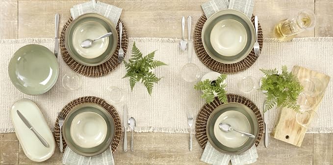 Oneida 897205 Organic Shades 12-Piece Dinnerware Set, Sage Green - Image 12