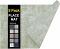 homing Faux Leather Heat Resistant Placemats 8 Packs, Waterproof Wipeable Dining PU Place Mats for Indoor & Outdoor, Easy to Clean, Light Green