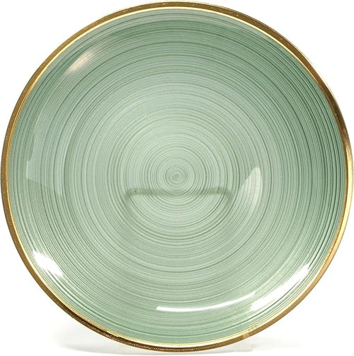 " OCCASIONS " 100 Plates Pack,(50 Guests) Premium Wedding Party Disposable Plastic Plates Set -50 x 10'' Dinner + 50 x 7'' Salad/Dessert (Belize in Green & Gold)